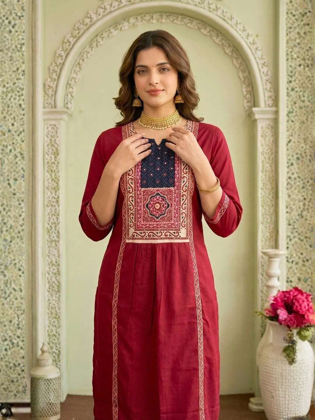 ROYAL RED & NAVY ETHNIC SUIT SET