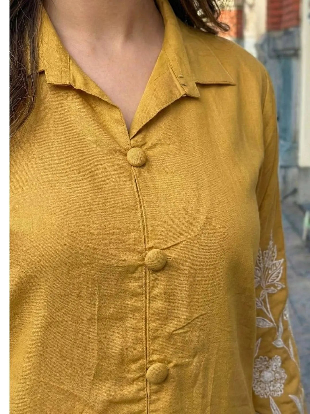 SUNLIT MUSTARD EMBROIDERED CO-ORD SET
