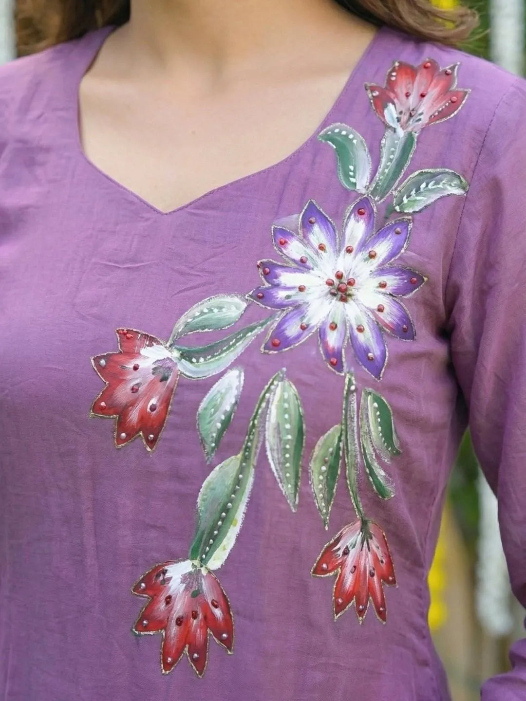 VIOLET BLOOM EMBELLISHED SUIT SET