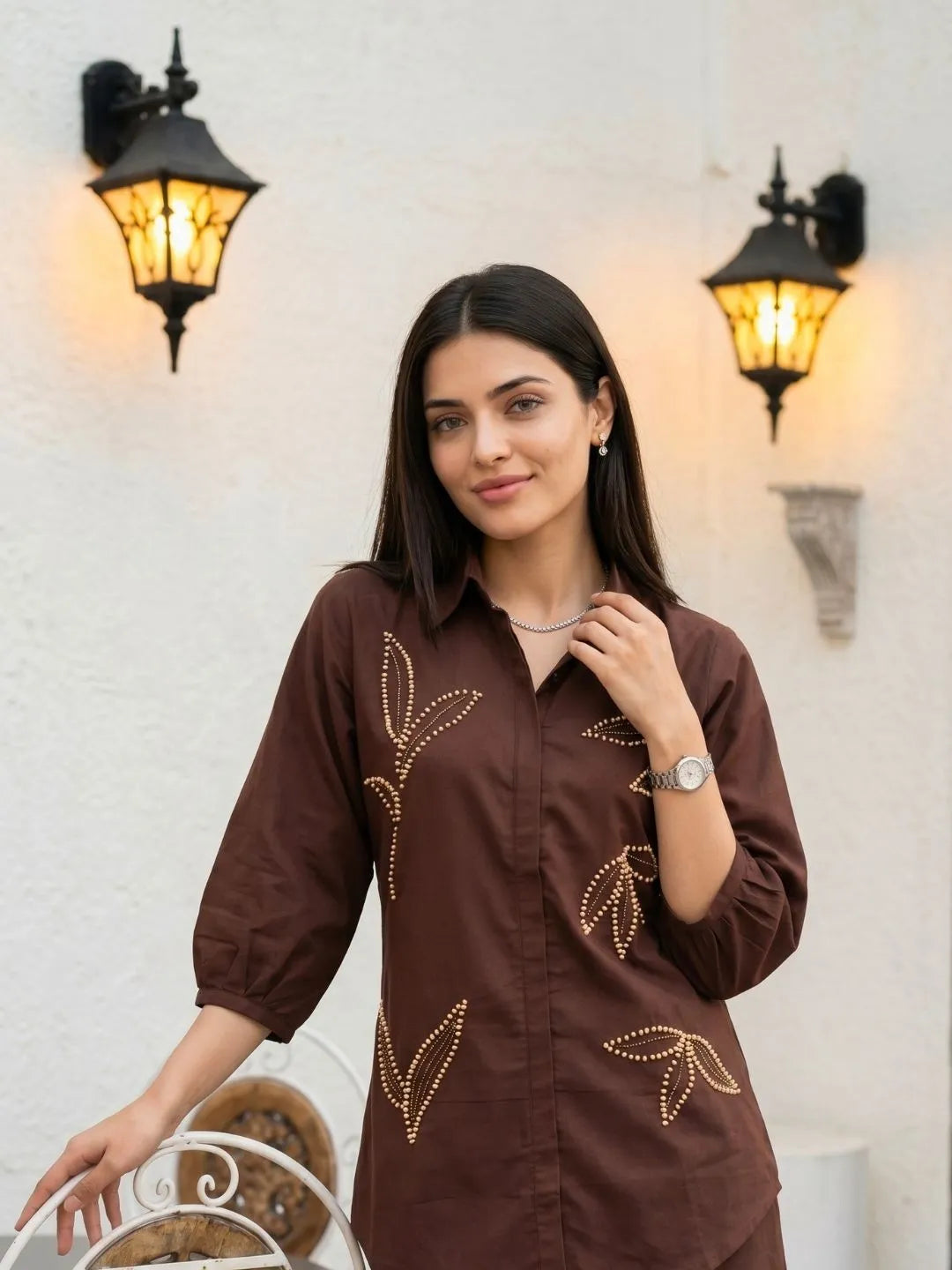 ROYAL MOCHA BEADED CO-ORD  SET