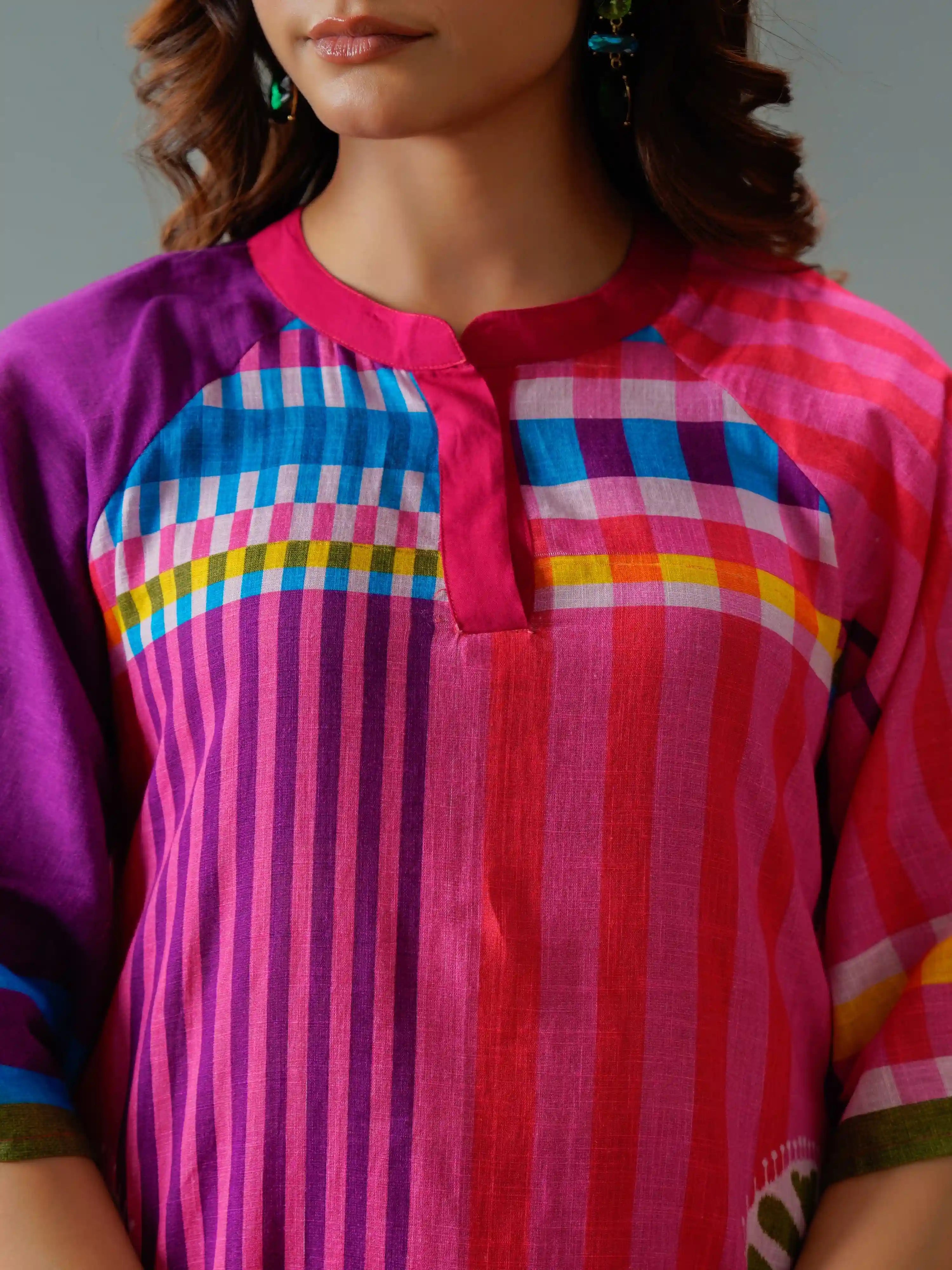 RAINBOW STRIPE FUSION KURTA SET