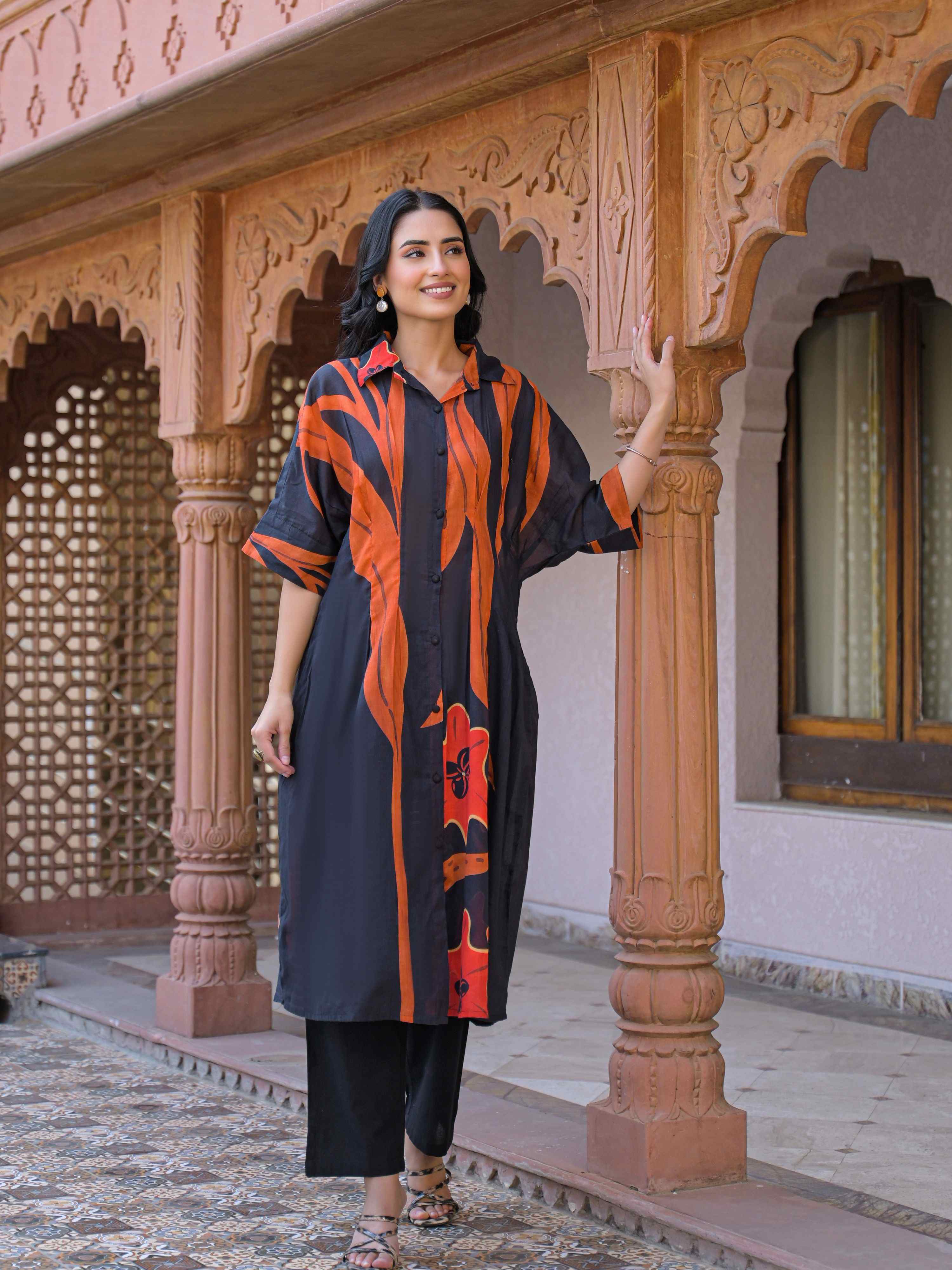 MIDNIGHT FLAME STATEMENT PURE MUL COTTON KURTA SET