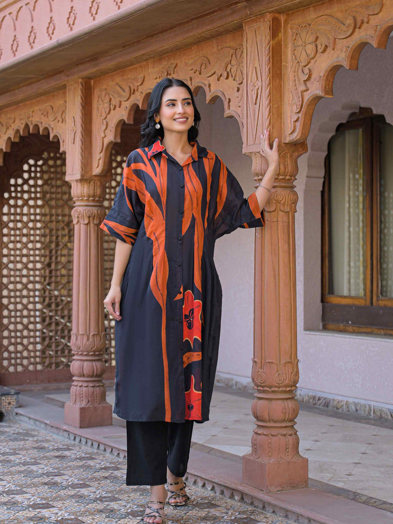 MIDNIGHT FLAME STATEMENT PURE MUL COTTON KURTA SET