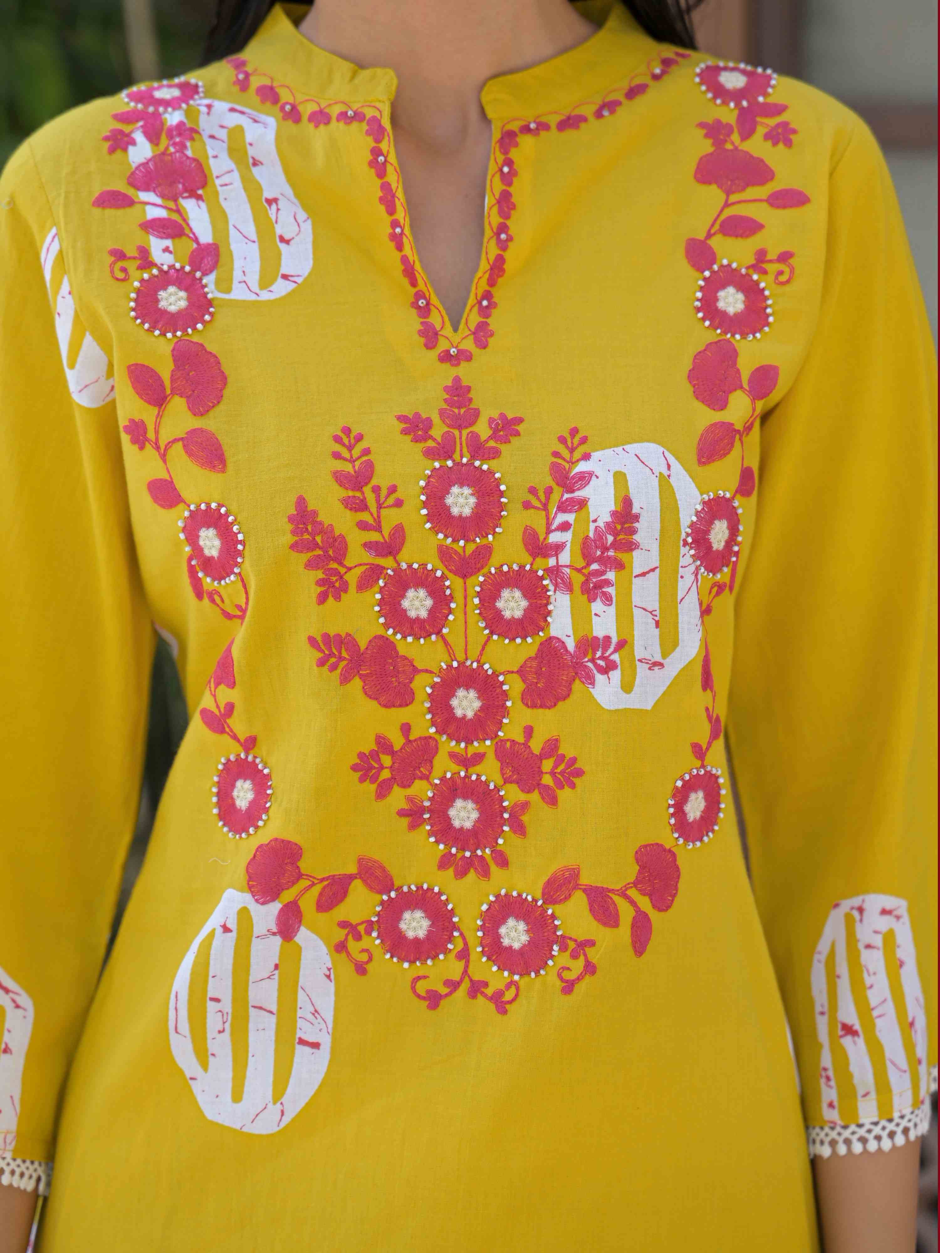 SUNFLOWER BLOOM STRAIGHT PURE COTTON FARSHI  SUIT