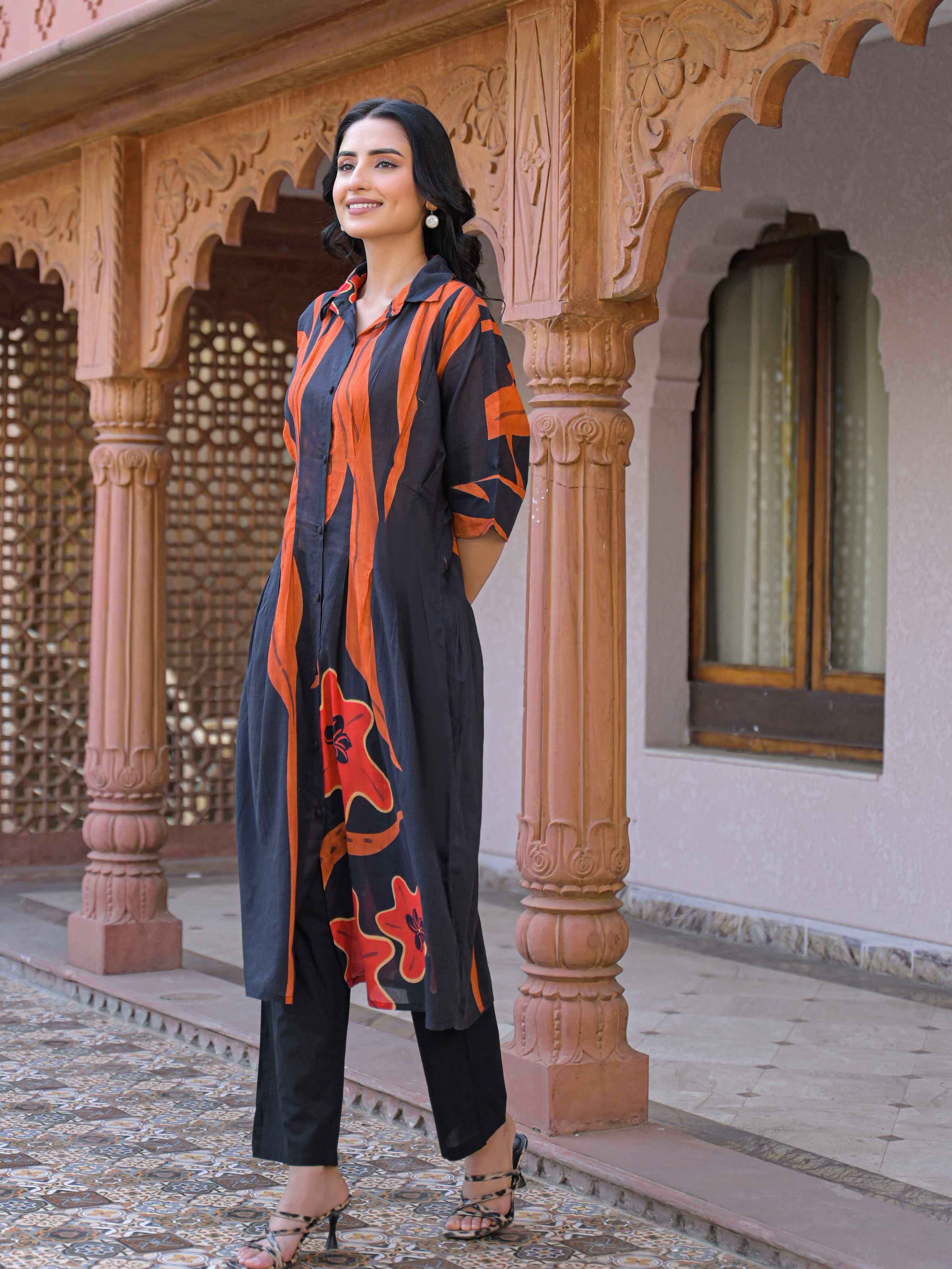 MIDNIGHT FLAME STATEMENT PURE MUL COTTON KURTA SET