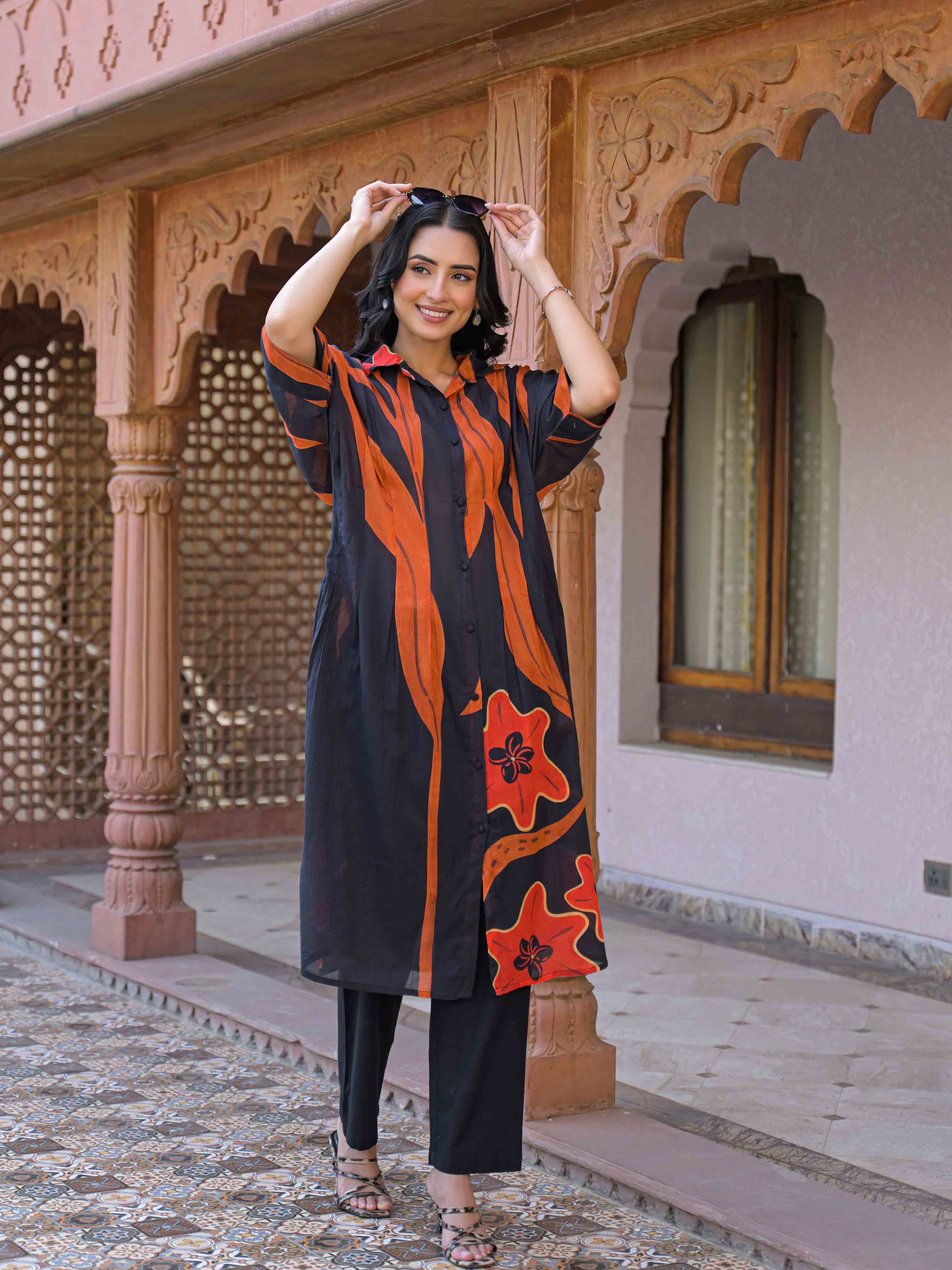 MIDNIGHT FLAME STATEMENT PURE MUL COTTON KURTA SET