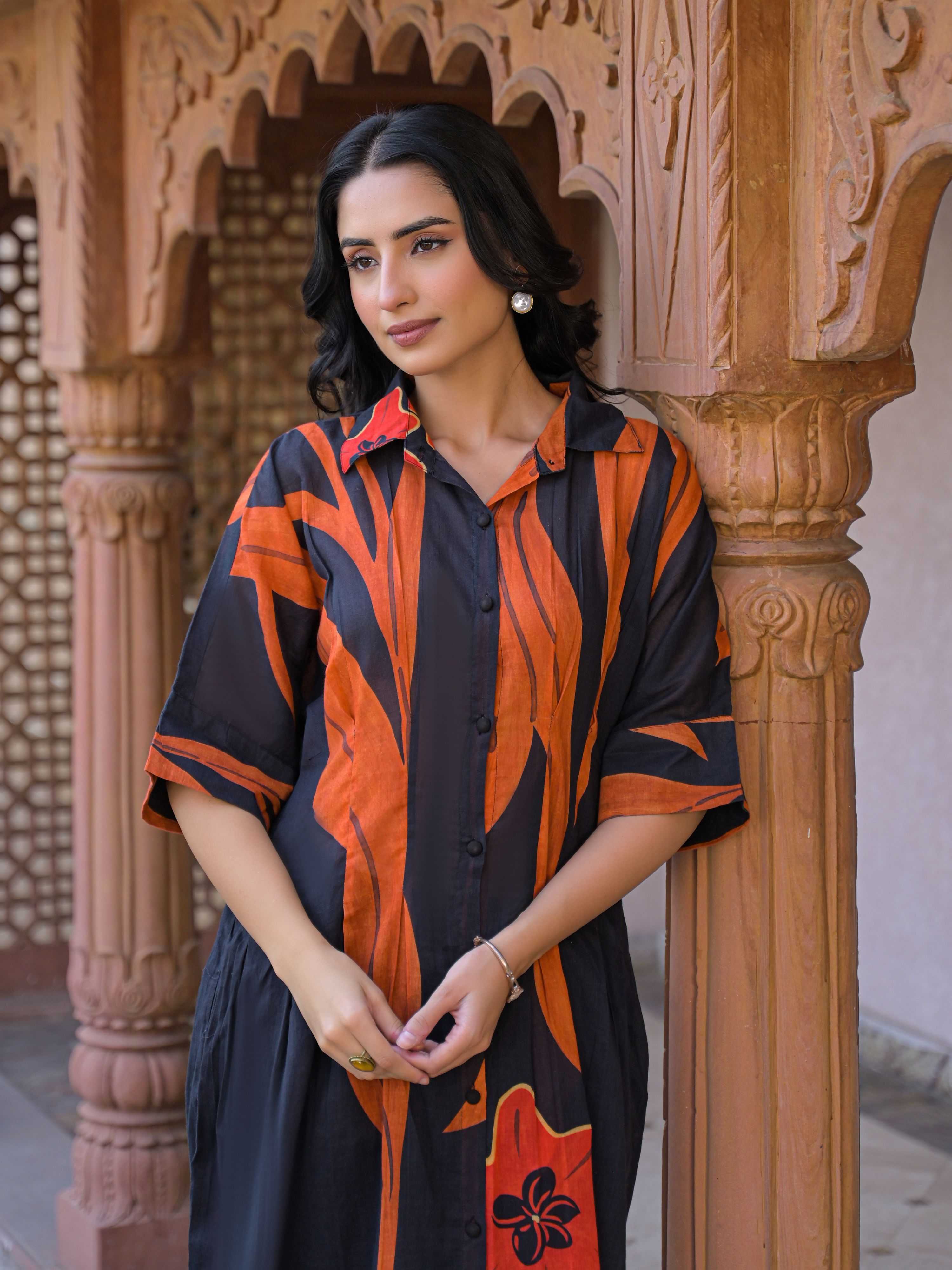 MIDNIGHT FLAME STATEMENT PURE MUL COTTON KURTA SET