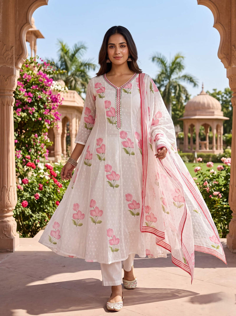 SPRING BLOOM PURE MUL COTTON ANARKALI SUIT