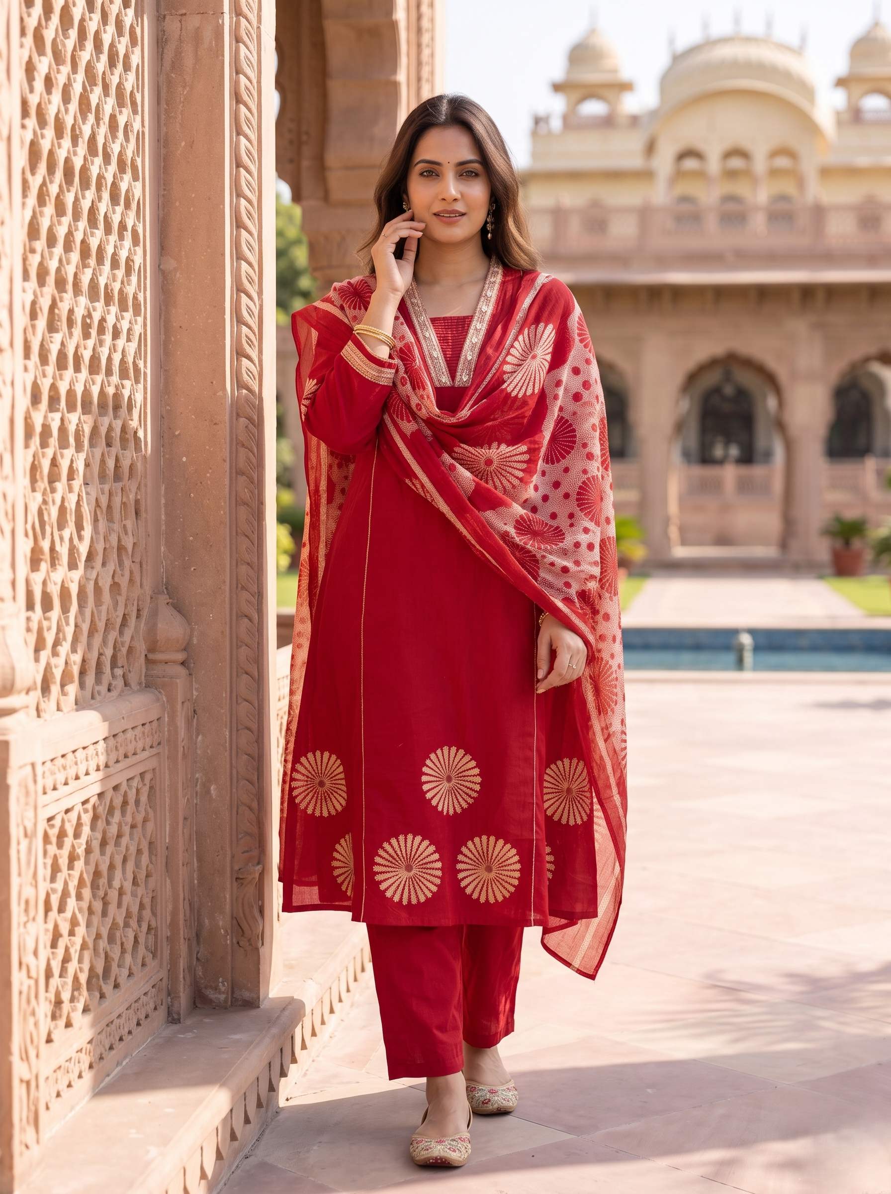 ROYAL RUBY HANDWORK PURE COTTON SUIT WITH DUPATTA