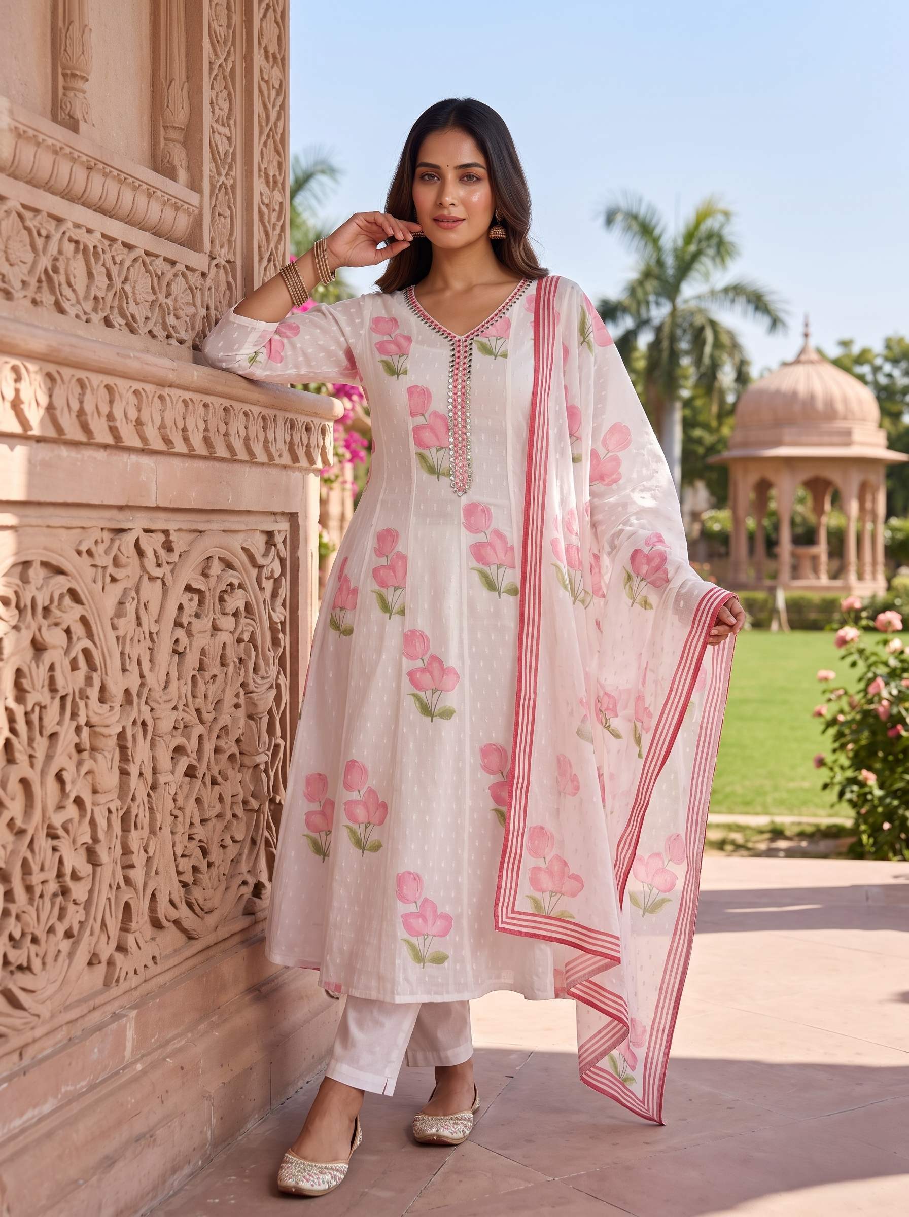 SPRING BLOOM PURE MUL COTTON ANARKALI SUIT
