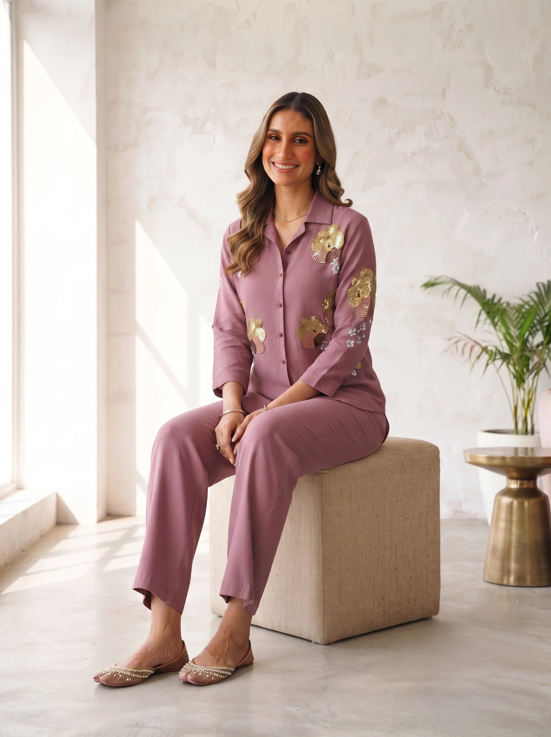 RUTBA PINK WESTERN HANDWORK COTTON SILI SHIRT