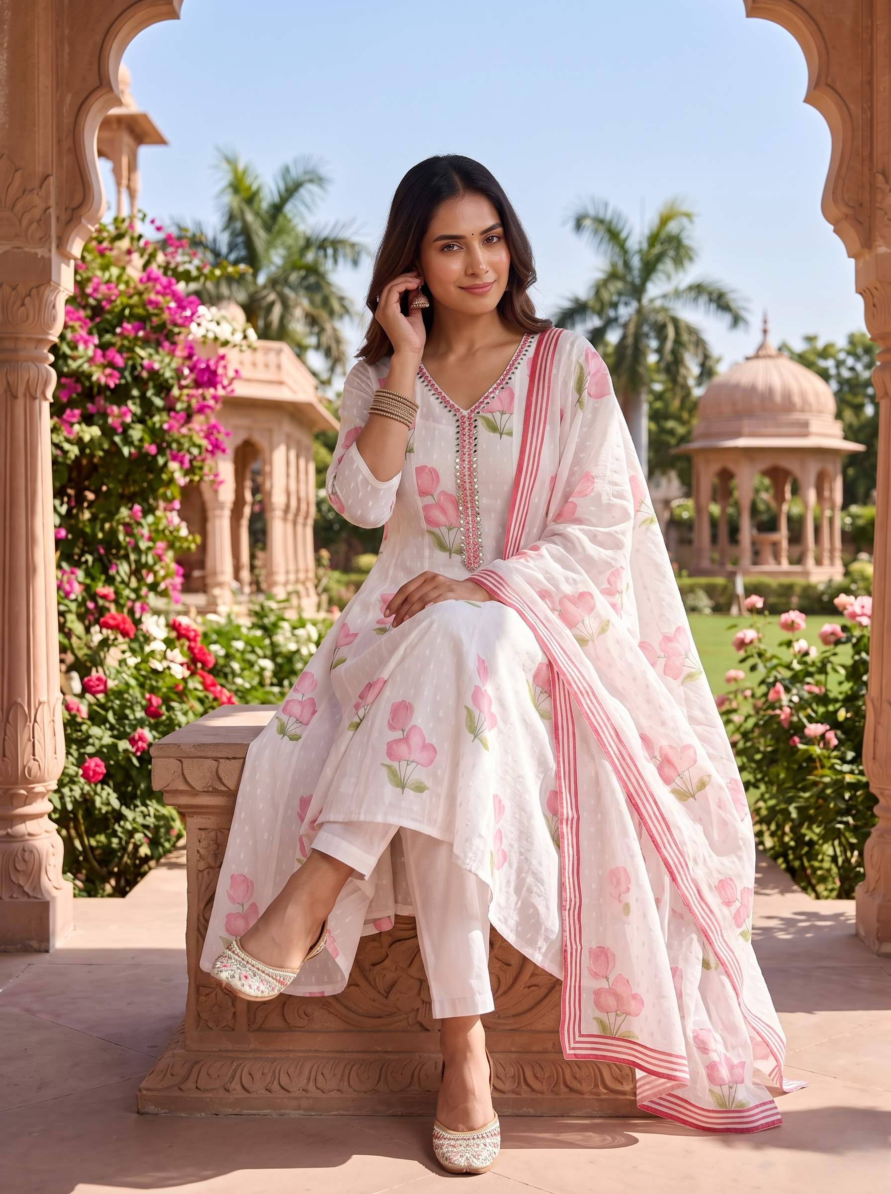 SPRING BLOOM PURE MUL COTTON ANARKALI SUIT