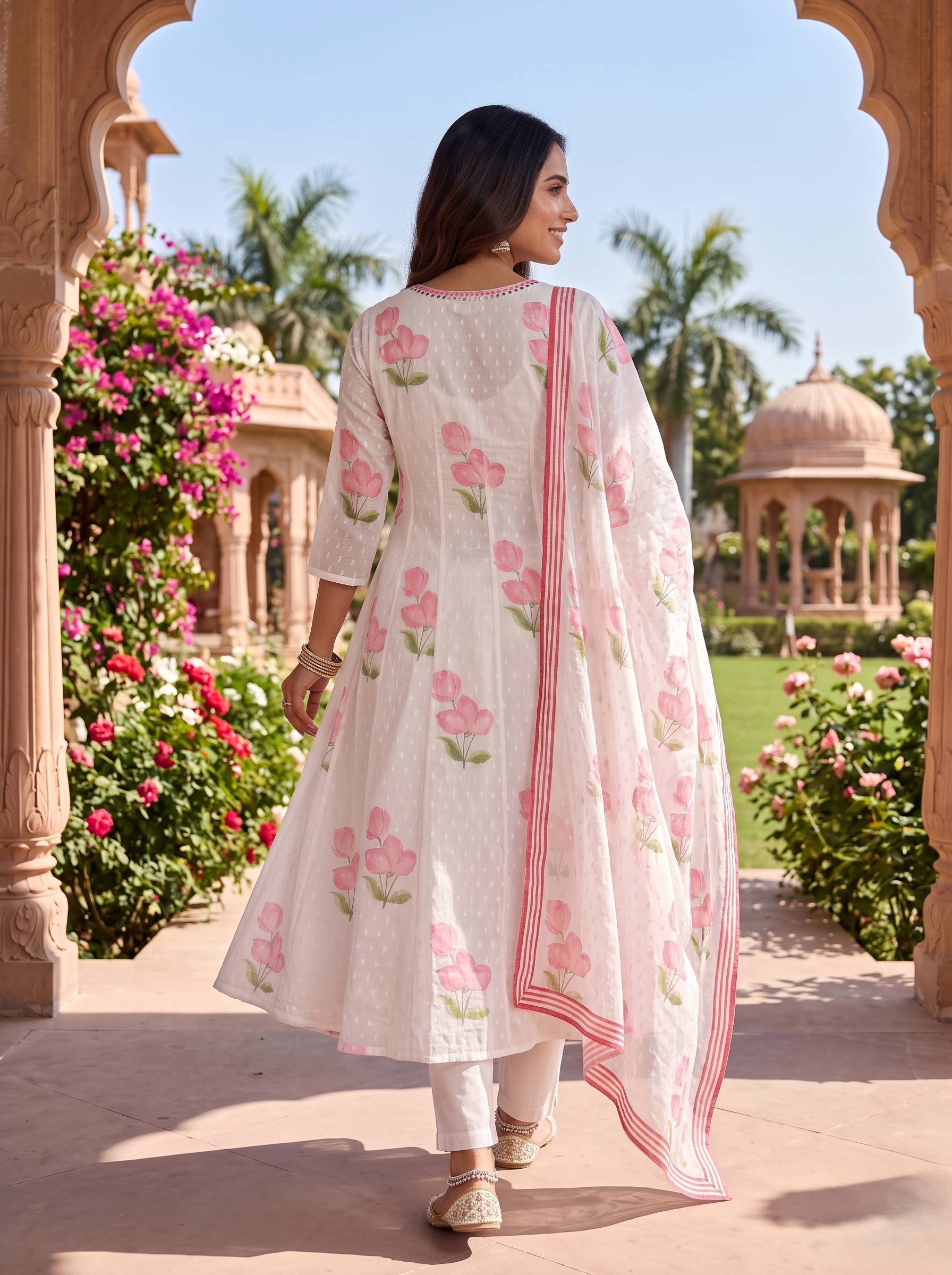 SPRING BLOOM PURE MUL COTTON ANARKALI SUIT
