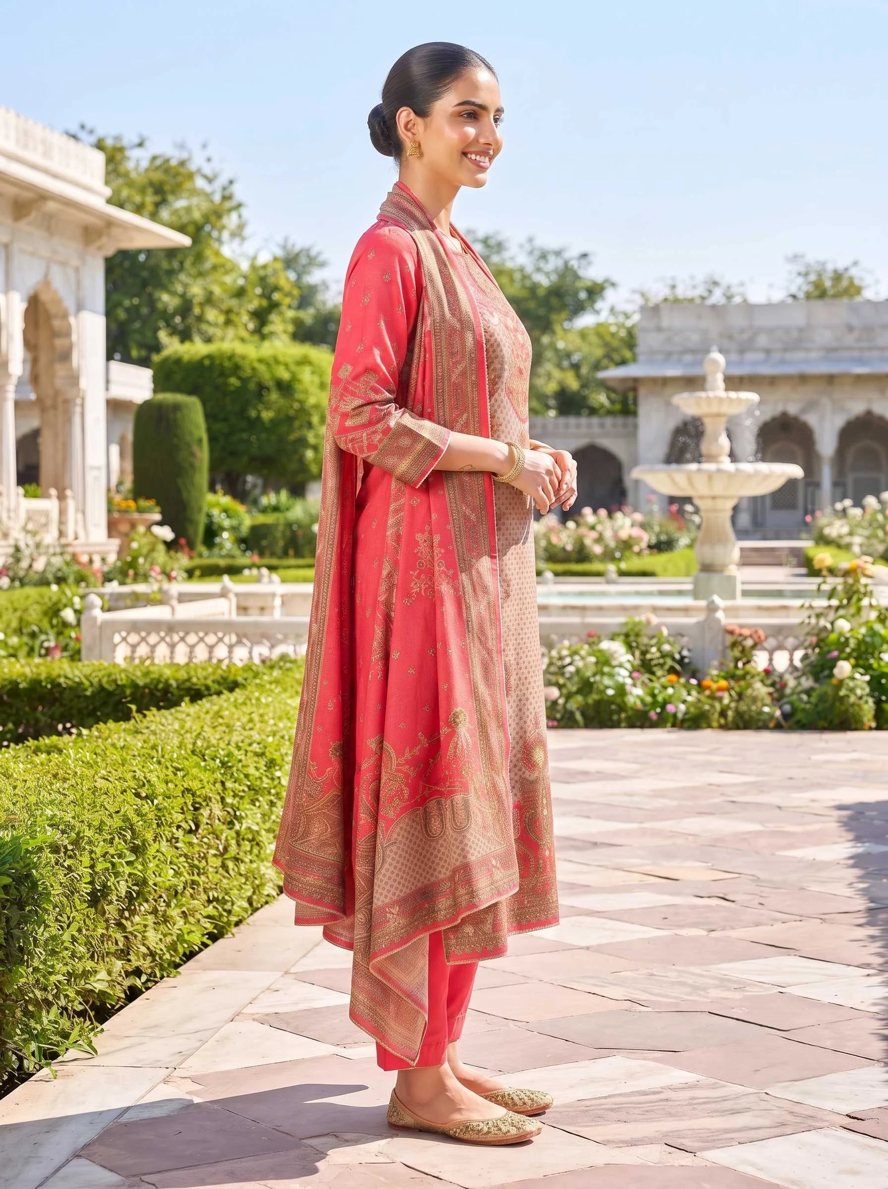 GULBAHAR PURE CREPE THREE PCS SUIT WITH DUPATTA