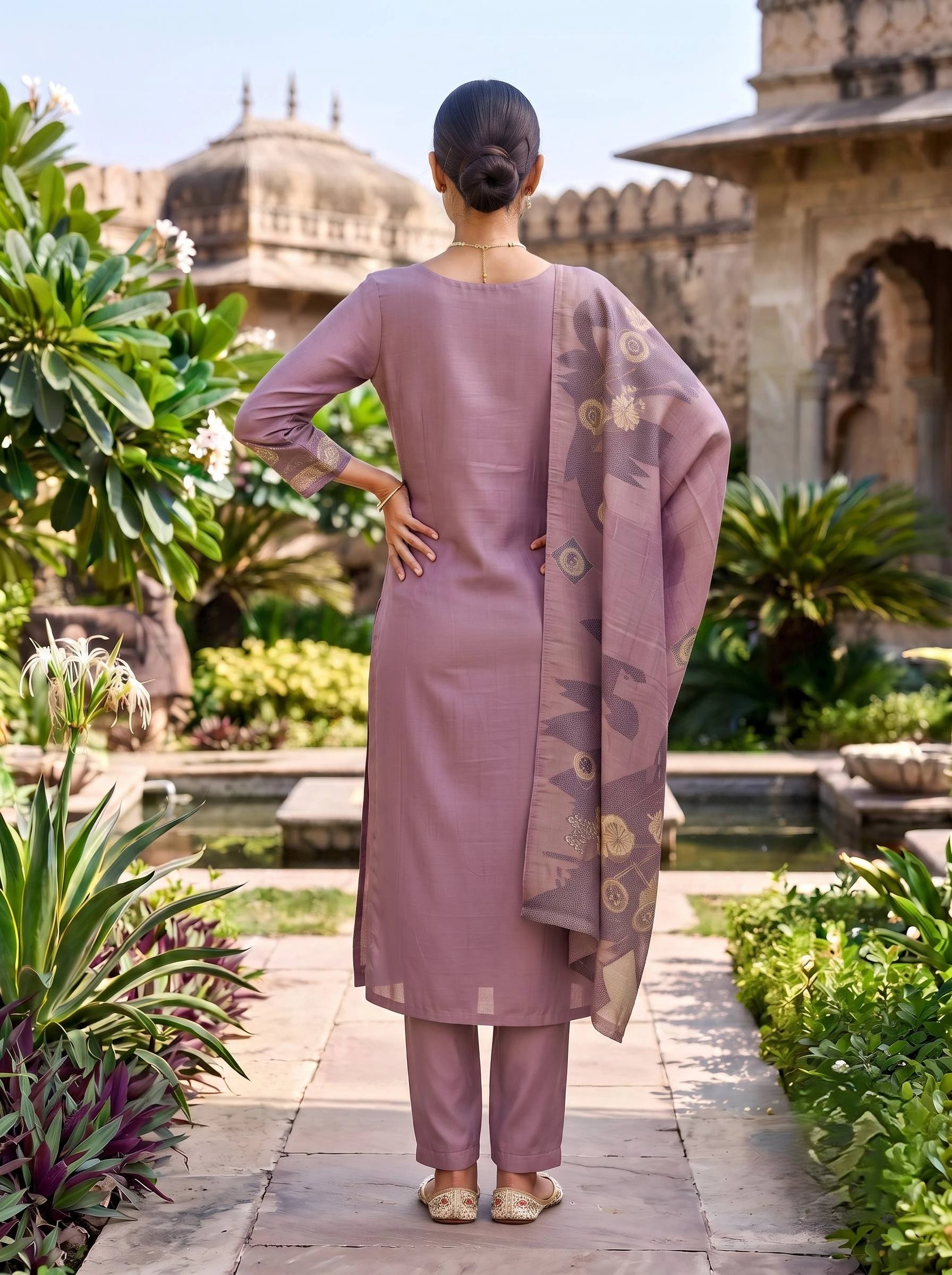 LAVYA LAVENDER EMBROIDERED SUIT SET
