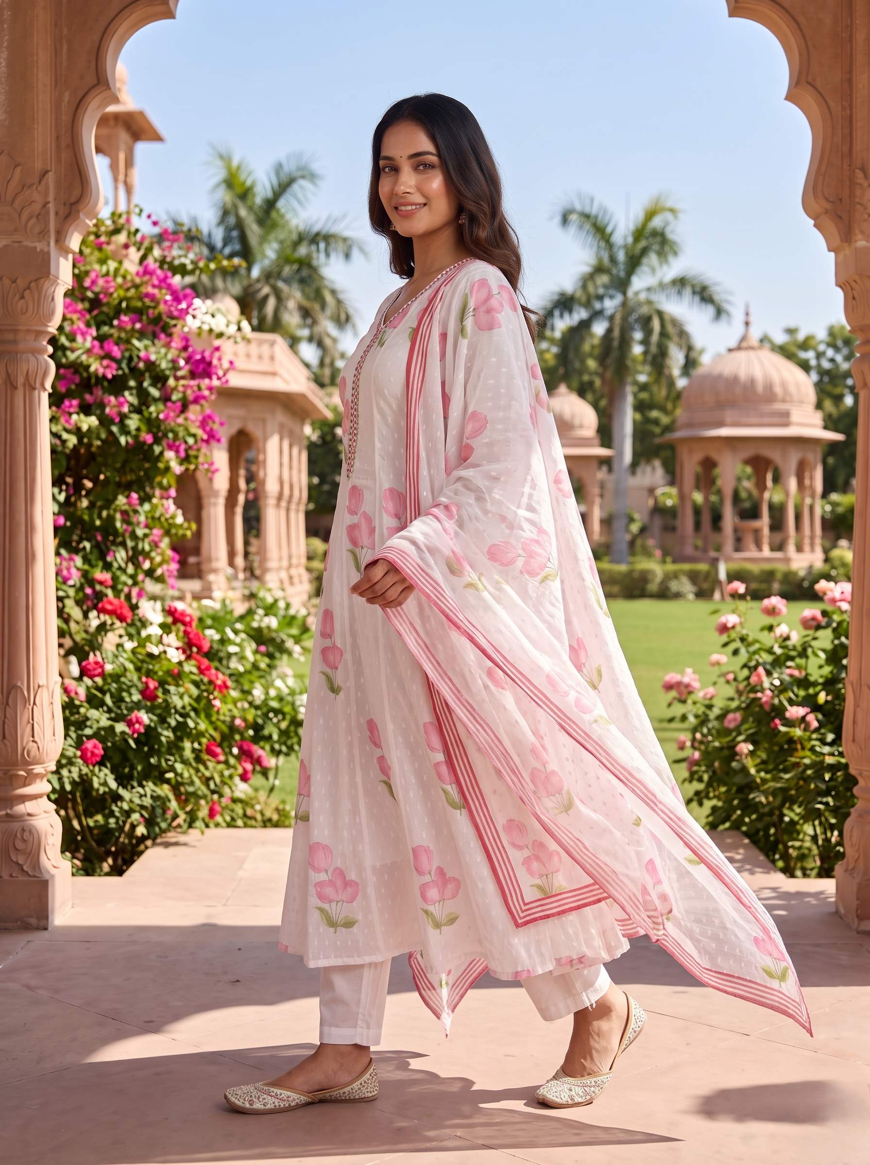 SPRING BLOOM PURE MUL COTTON ANARKALI SUIT