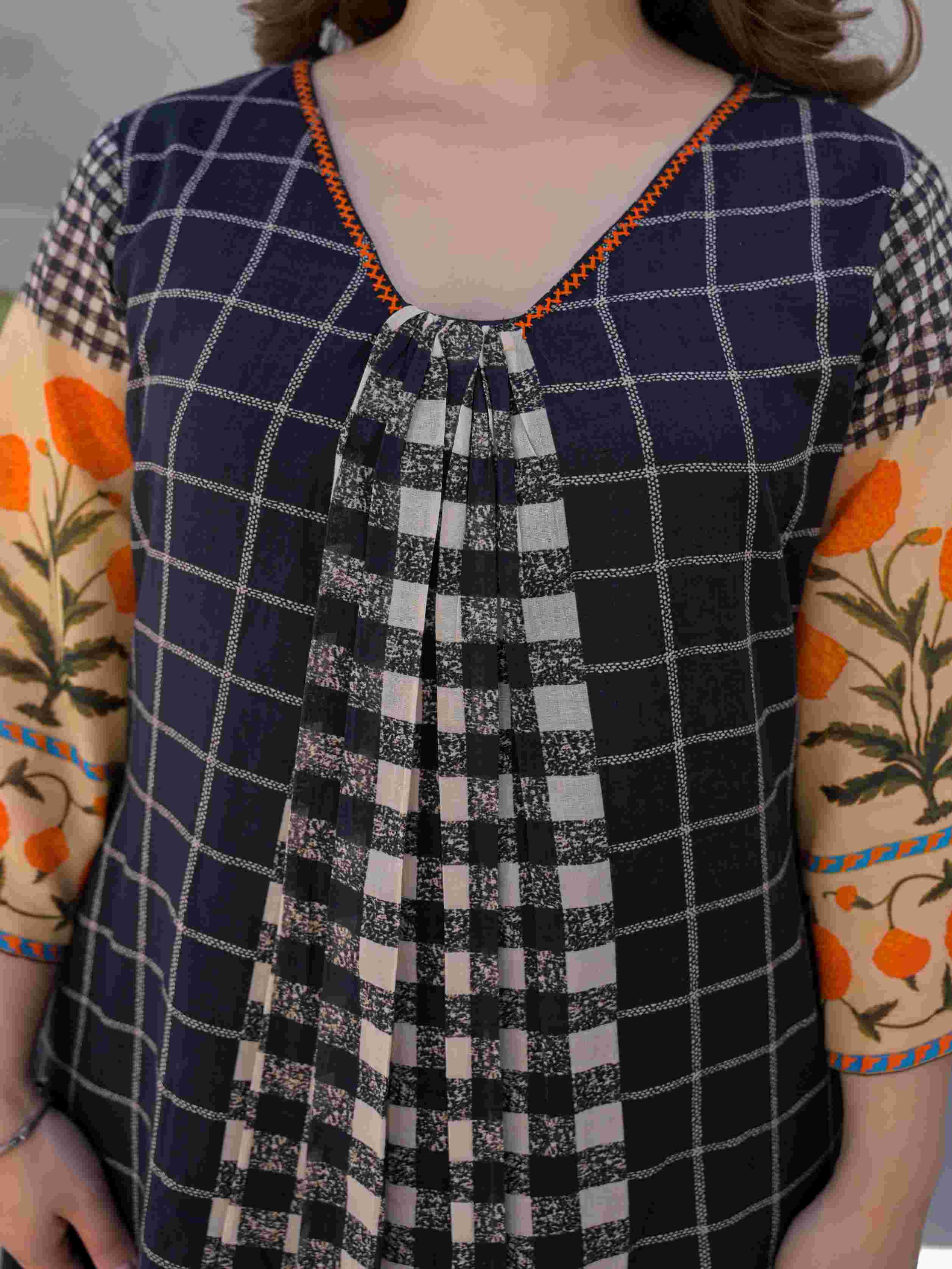 MONOCHROME GEOMETRIC PRINT KURTA