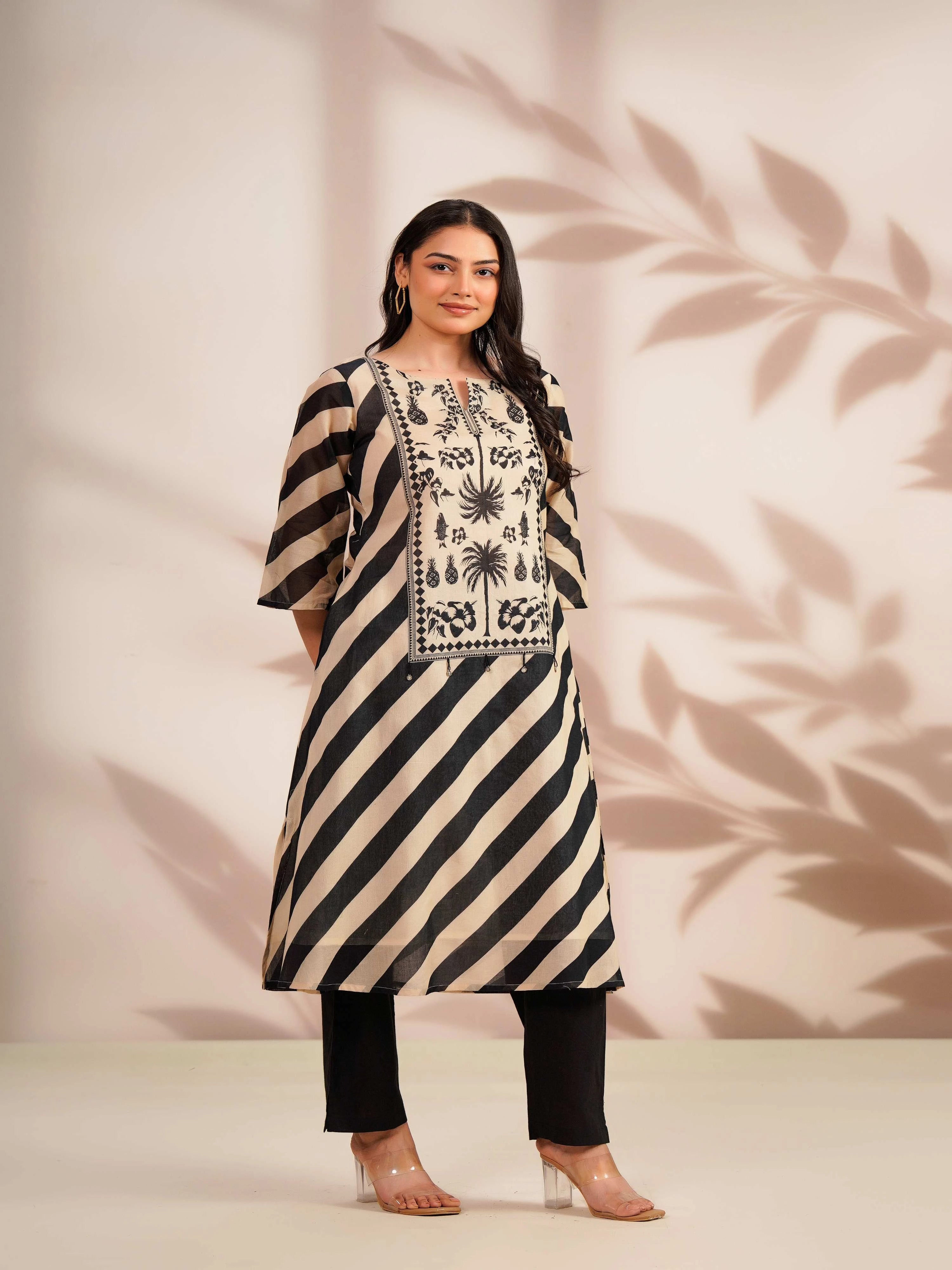 MONOCHROME STRIPE ELEGANCE KURTA SET