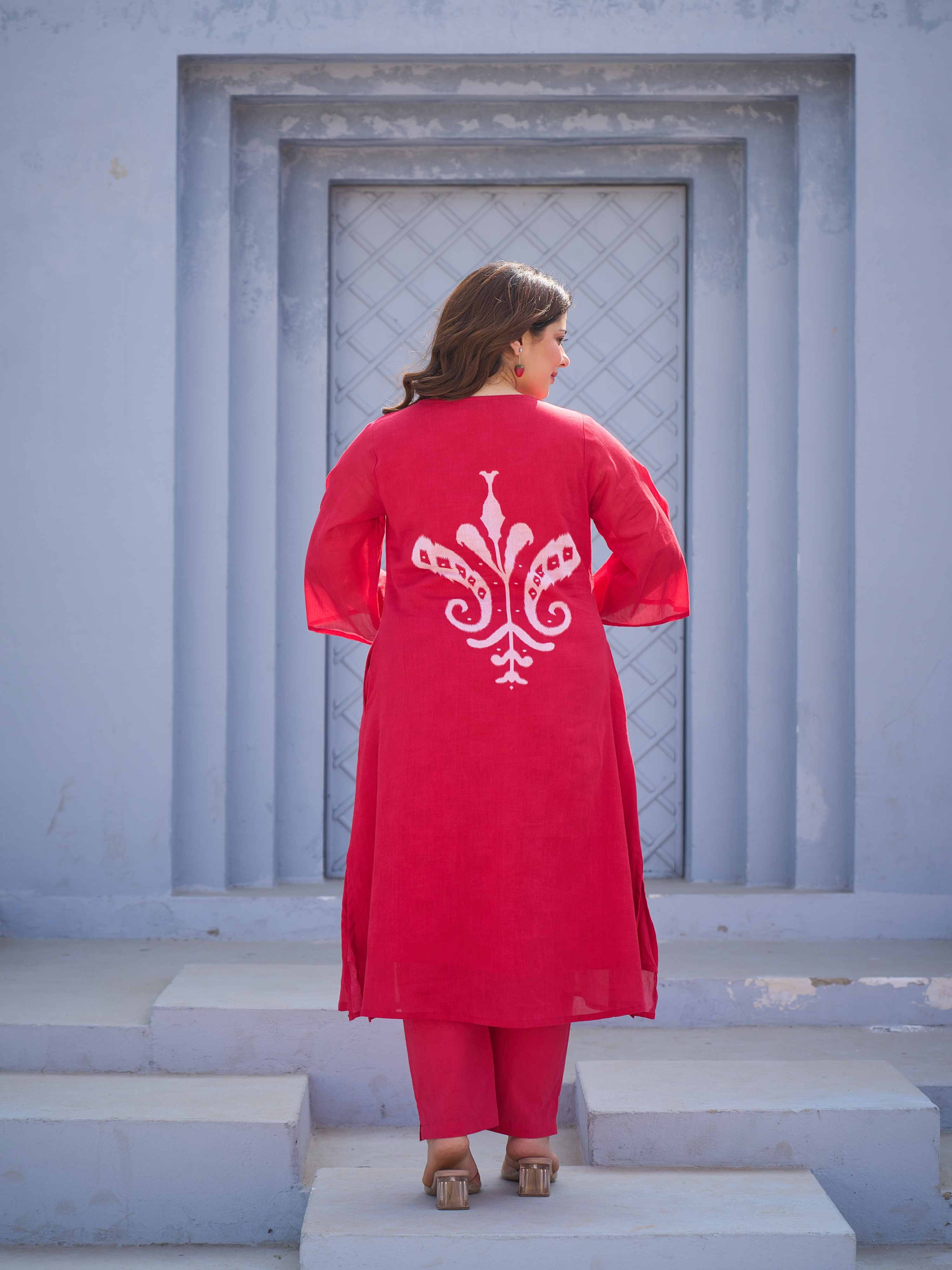 ROYAL RUBY EMBROIDERED KURTA SET