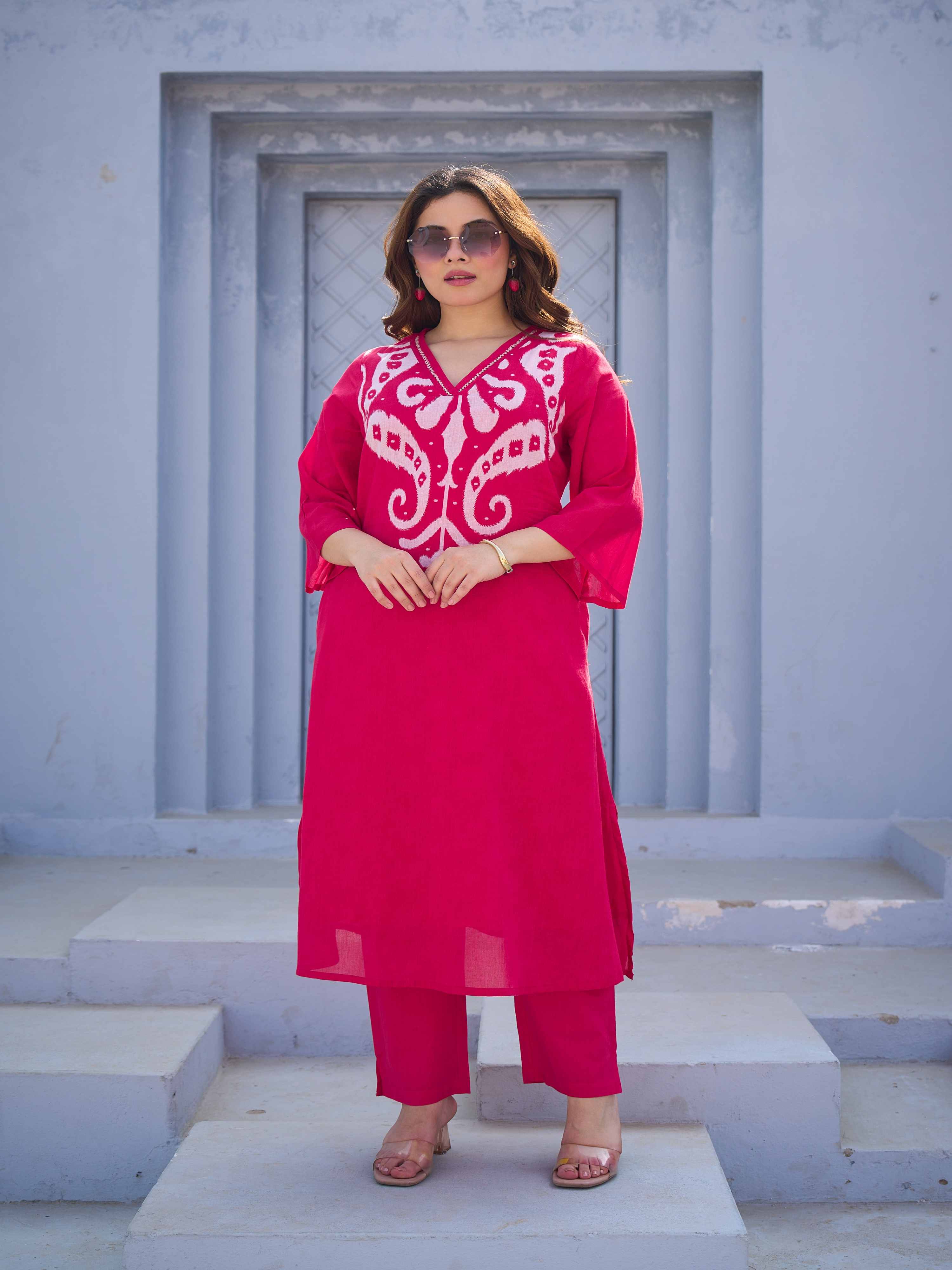 ROYAL RUBY EMBROIDERED KURTA SET