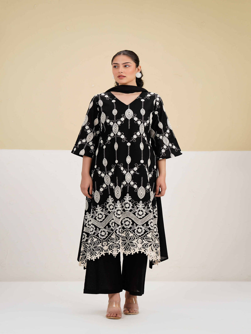 THE EBONY SCHIFFLI 100% PURE COTTON SUIT SET