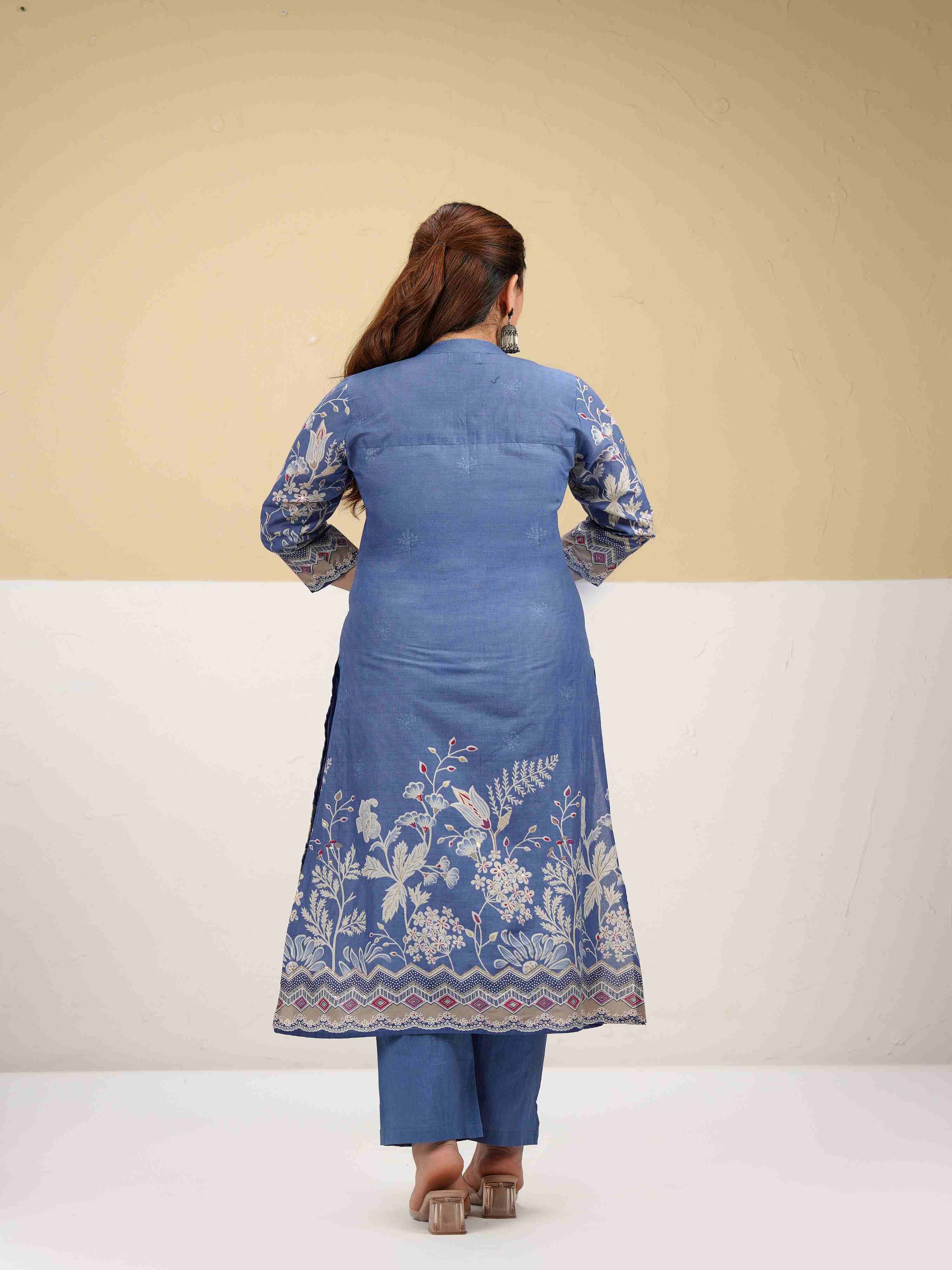 CHIC INDIGO BLUE PINTUCK KURTA SET