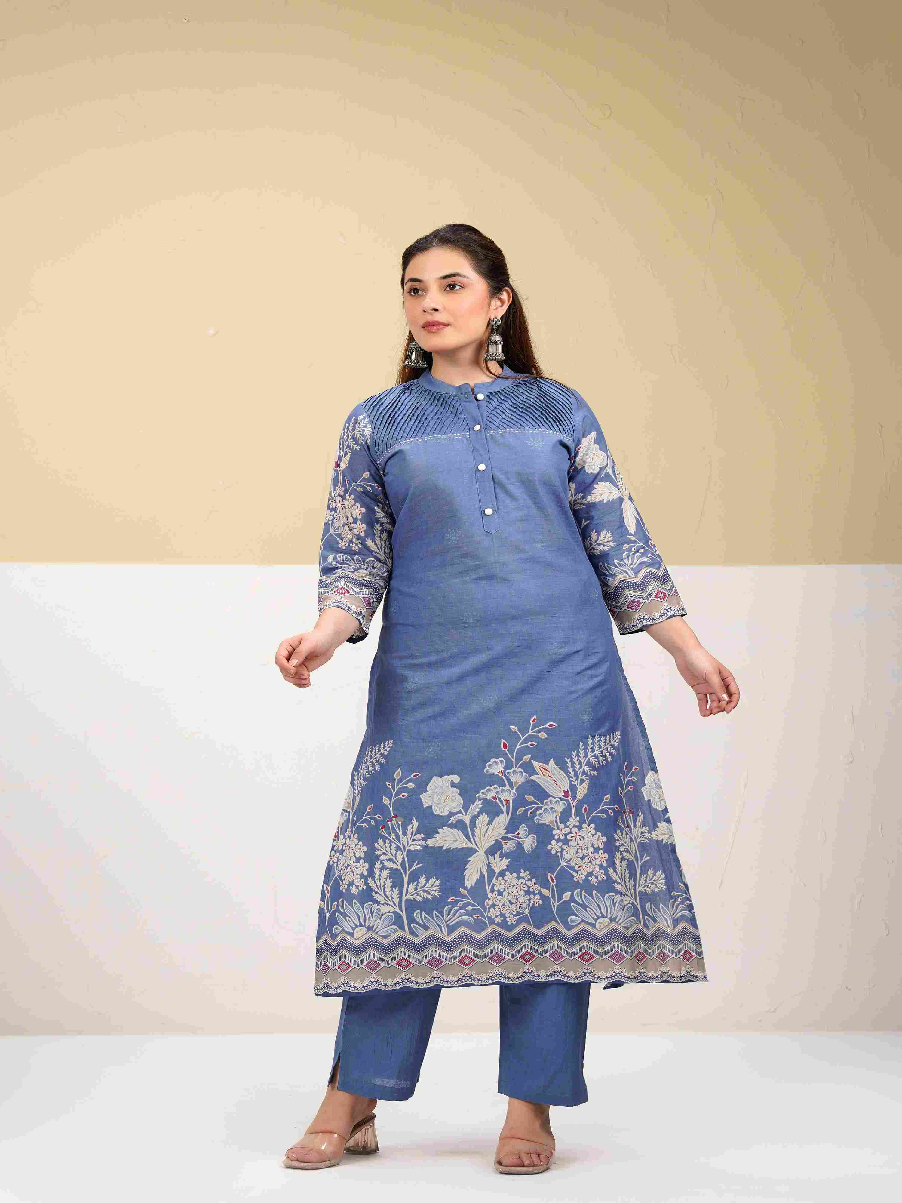CHIC INDIGO BLUE PINTUCK KURTA SET