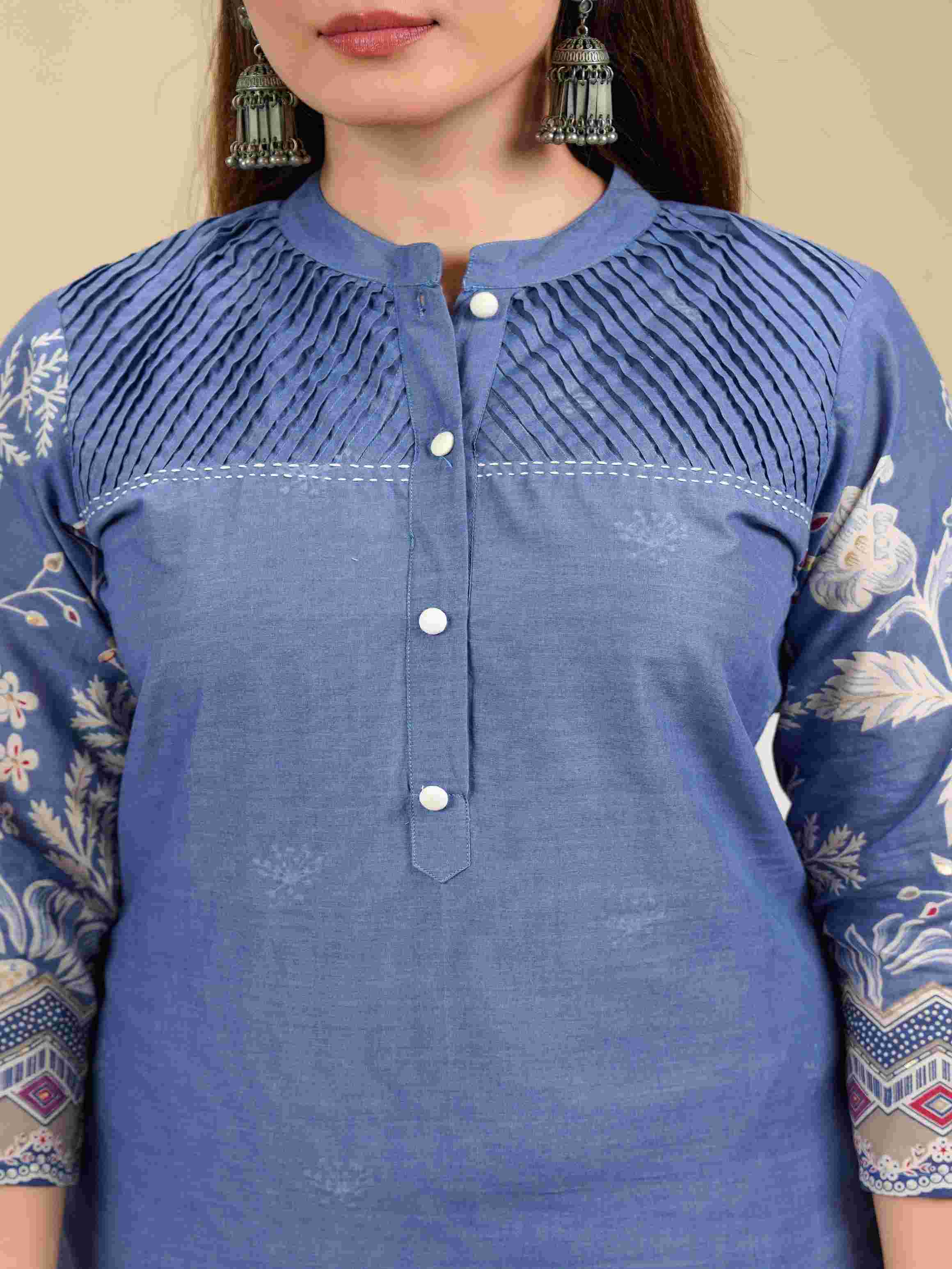 CHIC INDIGO BLUE PINTUCK KURTA SET
