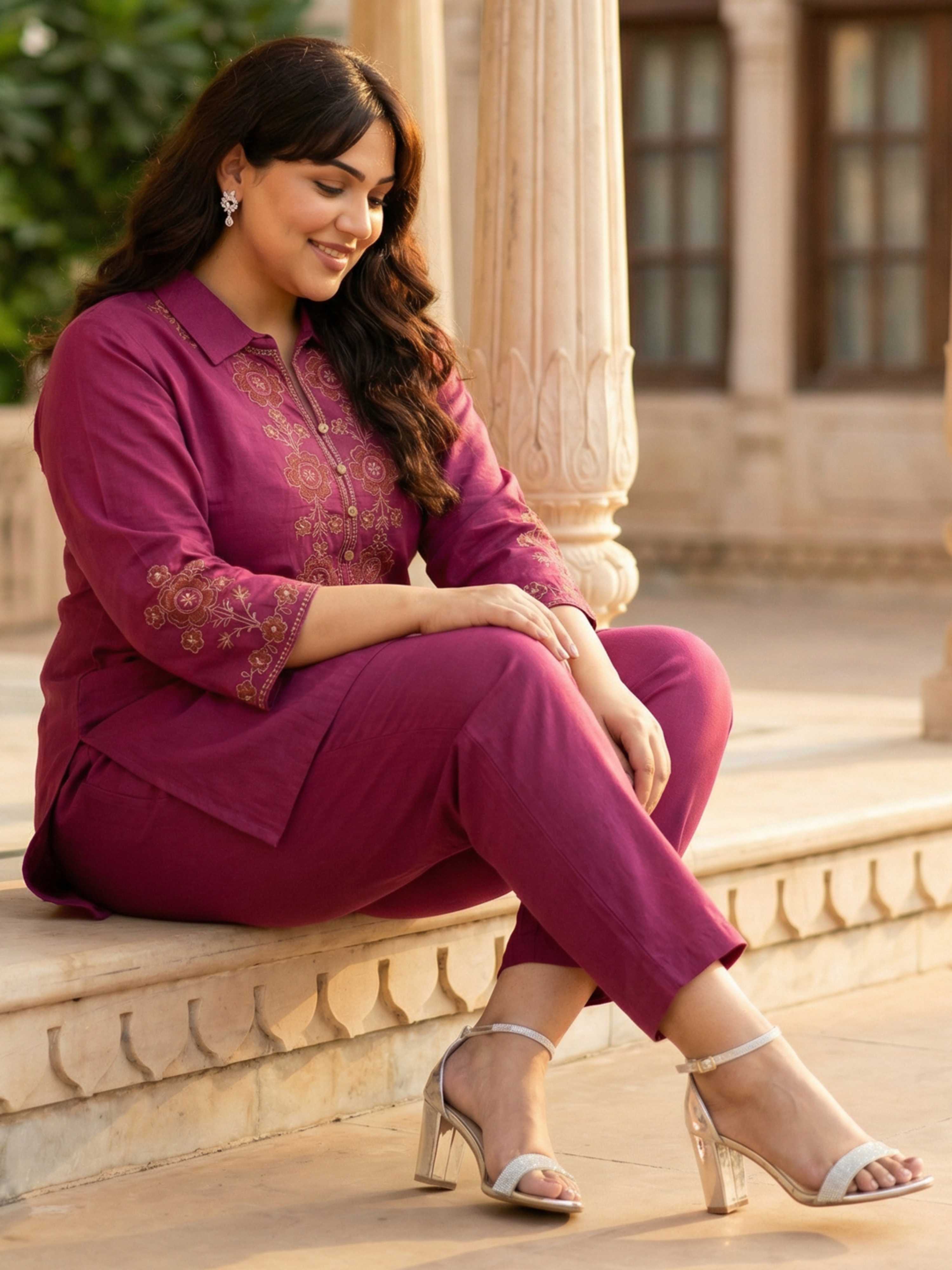 ROYAL VIOLET BLOOM FLEX COTTON CO-ORD SET