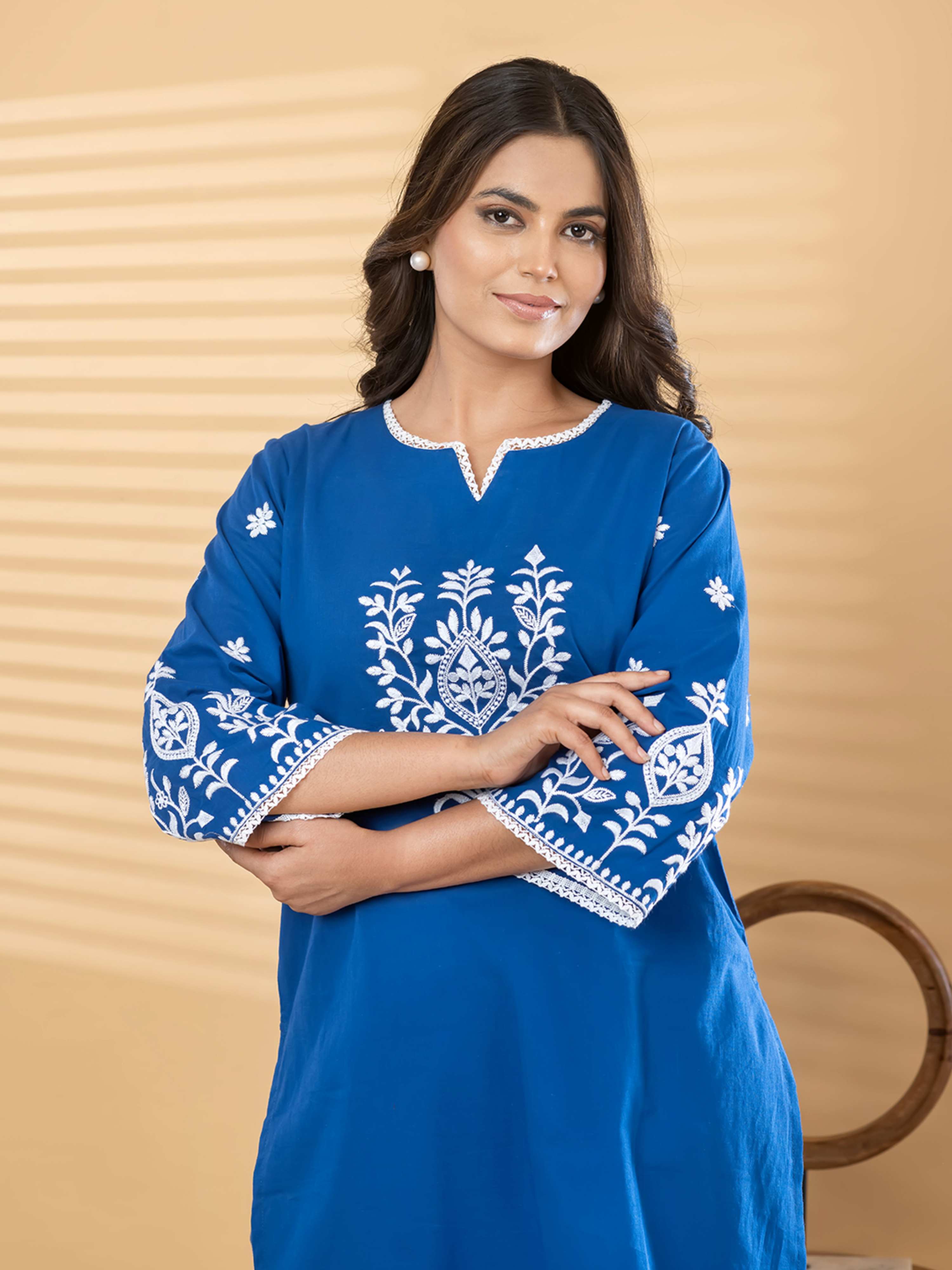 OCEAN BLOOM THREADWORK PURE COTTON CO-ORD  SET