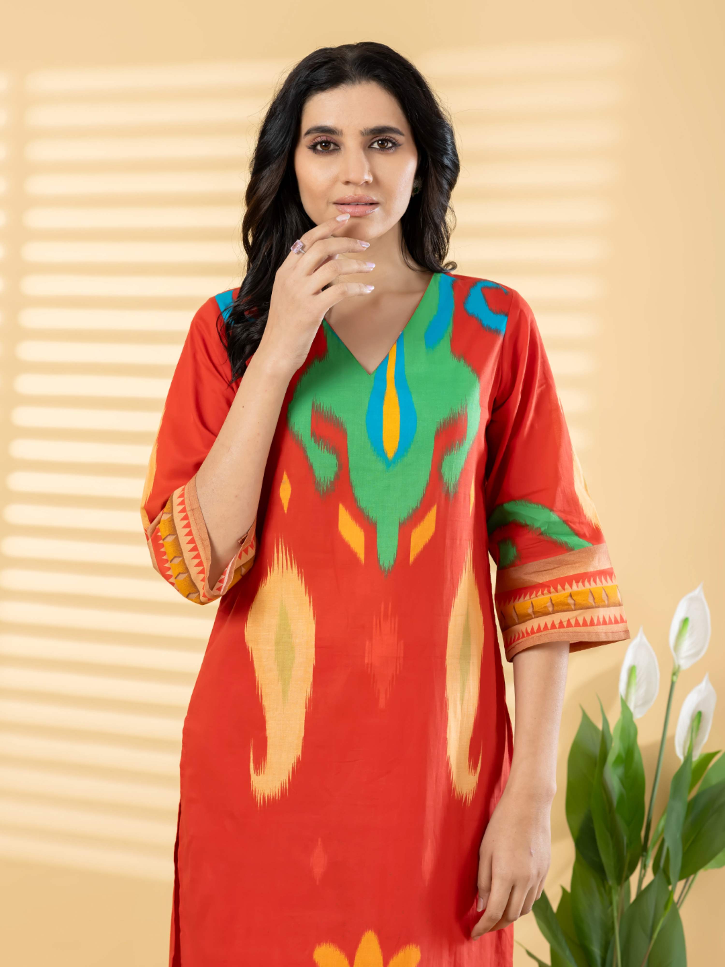 RED FLAME ARTISAN PURE COTTON SUIT WITH DUPATTA