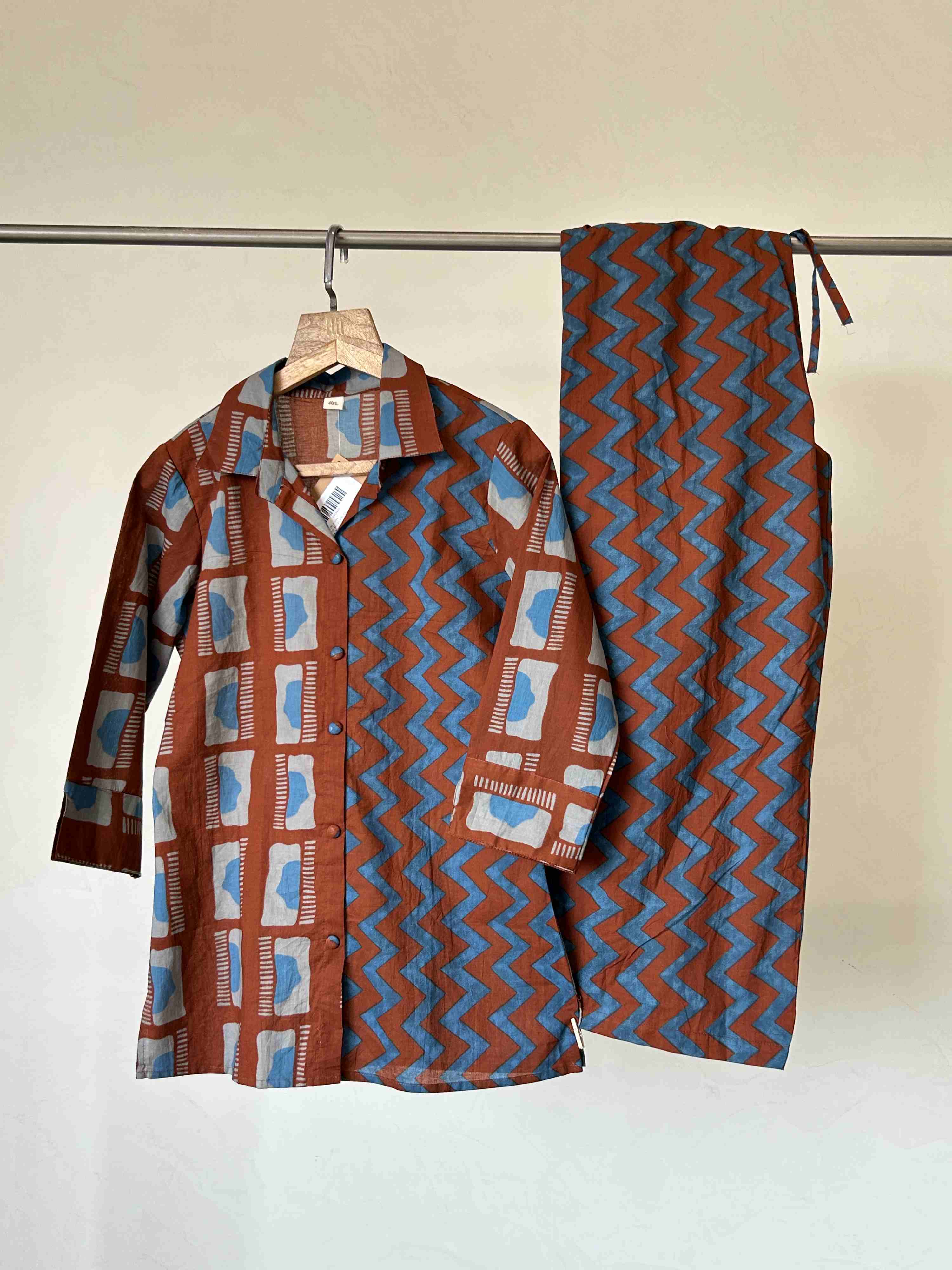 RUST & TEAL GEO CHIC PURE COTTON CO-ORD SET