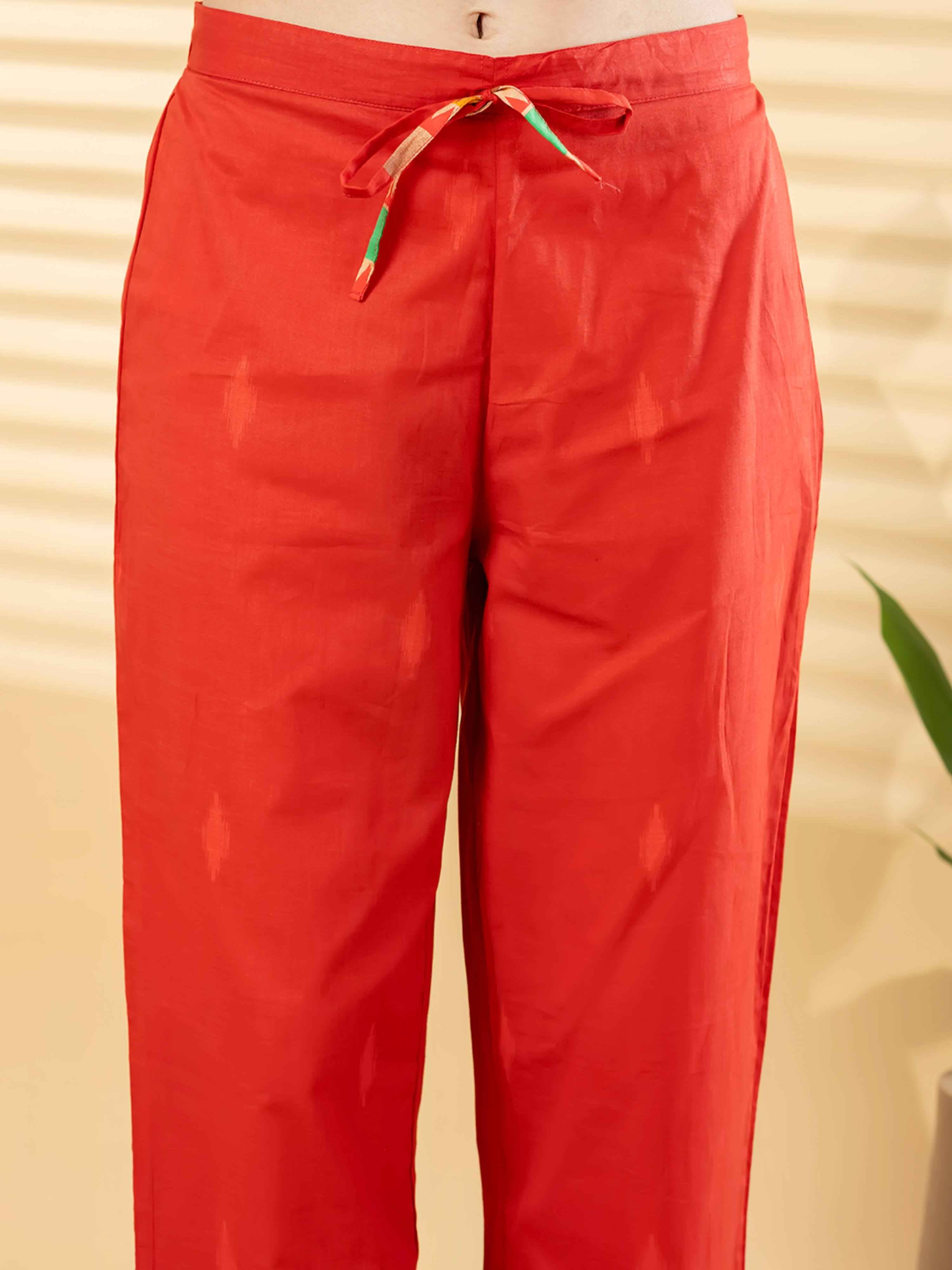RED FLAME ARTISAN PURE COTTON SUIT WITH DUPATTA