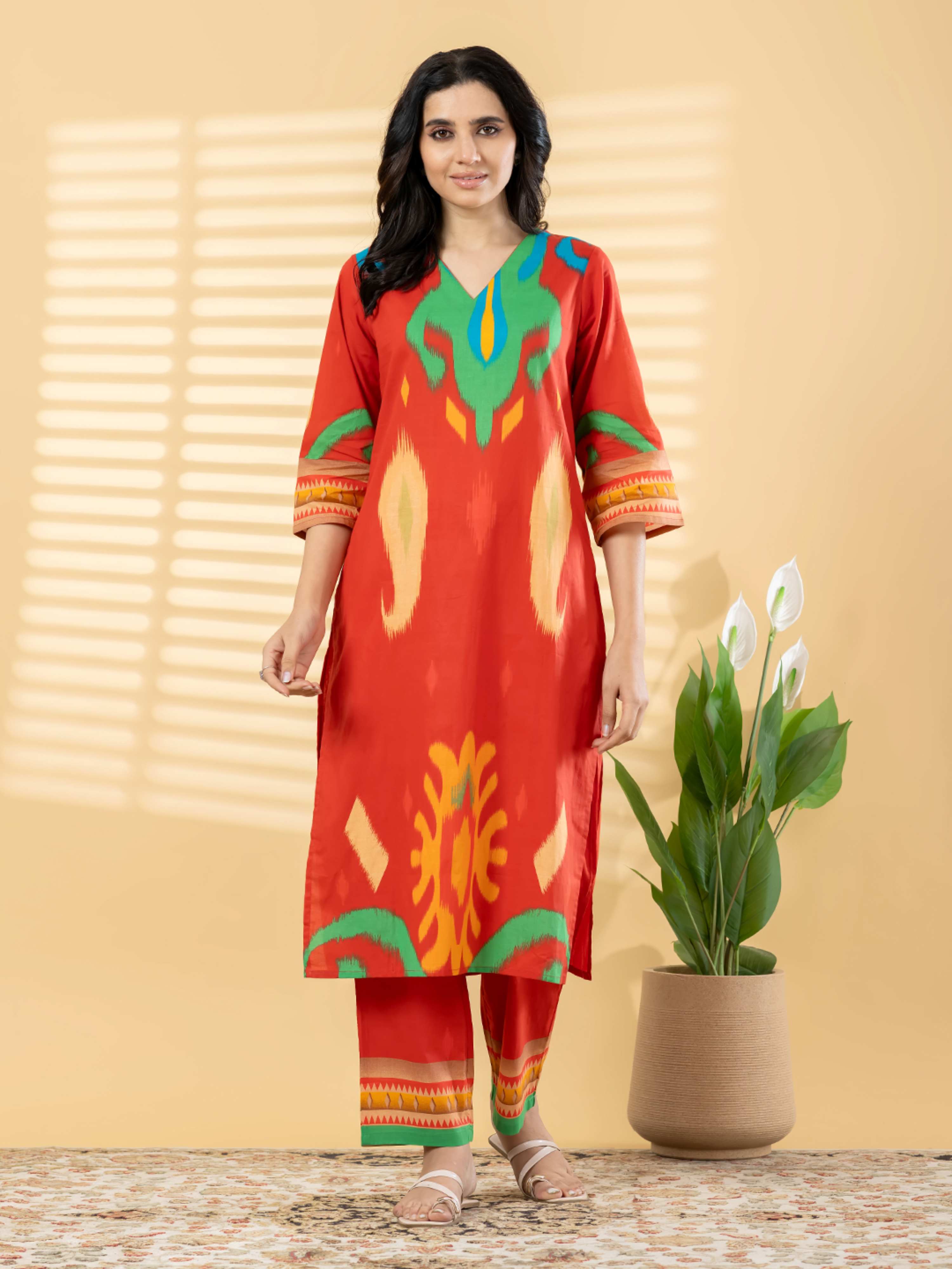 RED FLAME ARTISAN PURE COTTON SUIT WITH DUPATTA